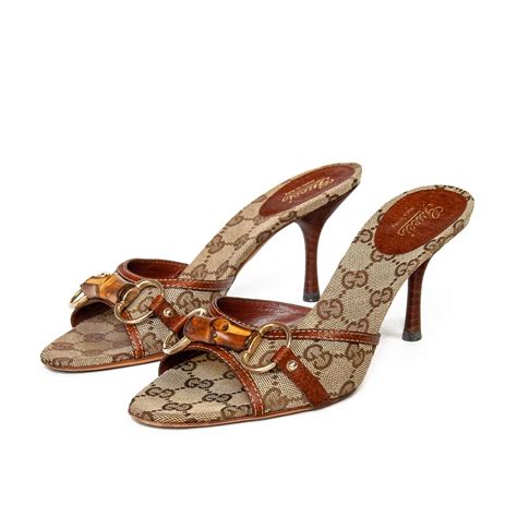 gucci bamboo horsebit monogram heels|Gucci Horsebit sandals for women.